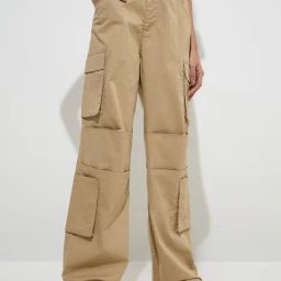 Nuon by Westside Dark Beige High-Rise Cotton-Blend Pants-picture-21