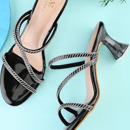 XE Looks Synthetic Leather Black Heels-14
