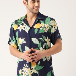 Hancock Men Navy Blue & Green Relaxed Regular Fit Printed Casual Shirt-image-29