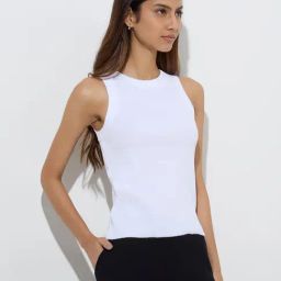 Superstar by Westside White Ribbed-Textured Cotton-Blend Tank Top-picture-21