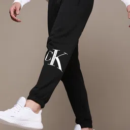 Calvin Klein Jeans Black Brand Logo Printed Mid Rise Casual Joggers-picture-37