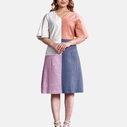 Komarri U Colourblocked Formal A-Line Dress-image-48
