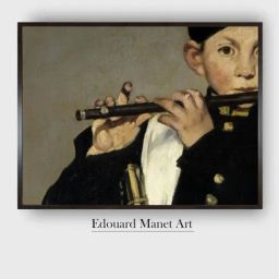 The Art House Black & Beige A flute player Wooden Framed Painting Wall Art-image-7