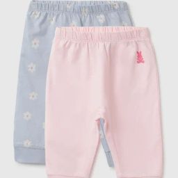 United Colors of Benetton Infant Girls Pink & Lavender Cotton Printed Joggers (Pack of 2)-picture-28