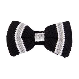 Tossido Black & Grey Striped Knitted Bow Tie-picture-14