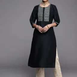 Libas Navy Embroidered Straight Kurta-image-52
