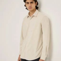 Ascot by Westside Beige Faux-Suede Relaxed-Fit Shirt-image-57