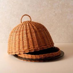 Peepul Tree Serving Platter With Lid & Storage Box Combo | Wicker & Wood | Handcrafted in Kashmir image 3