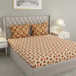 Raymond Home Jazzy Brown 120 TC Cotton Queen Bedsheet with 2 Pillow Covers-image-67