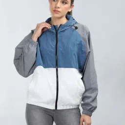 Chkokko Blue & White Color-Block Jacket-picture-6