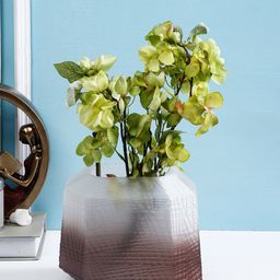 TAYHAA Brown & White Zigzag Textured Bi-Colored Handcrafted Glass Bud Vase-image-62