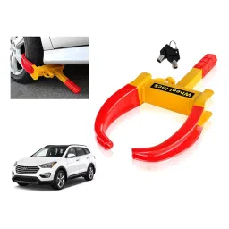 Auto Pearl Adjustable Anti Theft Yellow, Red Wheel Clamp Lock Compatible with Santro-image-14