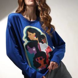 Vero Moda Blue Cotton Printed Sweatshirt-image-55