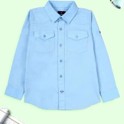 Kiddopanti Boys Pastel Blue Cotton Regular Fit Shirt-image-47