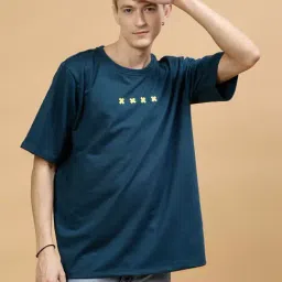 Rigo Men Teal Jersey Oversized Printed T-shirt-image-15