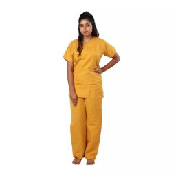LOYAL NEEDS Y Neck Short Sleeves Double Stitch Scrub Suit Customised Polycotton Fabric FSYMY L Size For Female-image-51