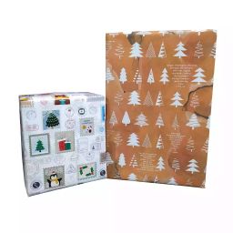 eVincE - thoughtful PRESENTations XMAS1208_5X2 Christmas Xmas Fun Stamps & Xmas Tree Graphics -2 Patterns 5 x 2 Rolls Fact filled Gifts Wraps Assorted Envelopes Gift Wrapping Paper (Pack of 10 Piece)-image-30