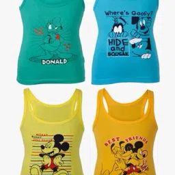 Bodycare Kids Teal, Blue & Yellow Printed Vests (Pack of 4)-image-36