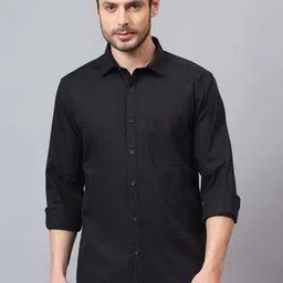 Cantabil Men Spread Collar Solid Cotton Casual Shirt-image-18