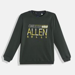 Allen Solly Junior Boys Green & Yellow Brand Logo Print Pure Cotton Sweatshirt-image-39