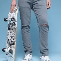 HERE&NOW Men Slim Fit Slash Knee Stretchable Jeans-image-75
