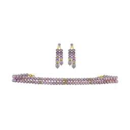 Sri Jagdamba Pearls Golden Necklace & Earring Set-image-69