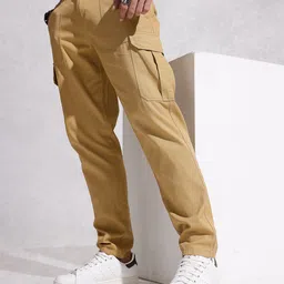 WROGN Men Pure Cotton Cargos Trousers-image-85