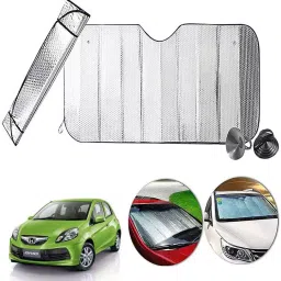 Auto Pearl F59 Dashboard Sun Shade Cover with Suction Cup for Honda Brio (Silver)-41