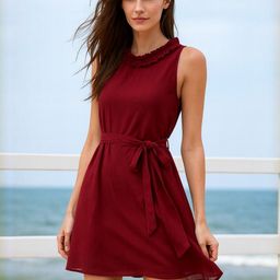DressBerry Women Maroon Chiffon A-Line Dress-picture-43