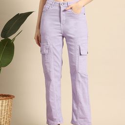 Mast & Harbour Women Cargo Style Straight Fit Stretchable Jeans-image-73