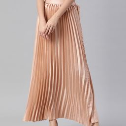 plusS Peach-Coloured Accordion Pleated A-Line Maxi Skirt-picture-34