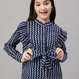Stylo Bug Geometric Print Mandarin Collar Pure Cotton Shirt Style Top-picture-17