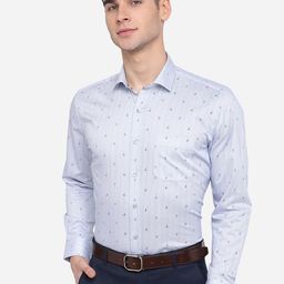 Greenfibre Men Blue Slim Fit Printed Formal Shirt-image-34