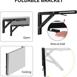 Y MOX Folding Shelf Brackets, Heavy Duty Collapsible Shelf Bracket, Black DIY L Bracket for Workbench Folding Table Hinge, Max Load: 330lb,Pack of 2 (40 cm) image 3