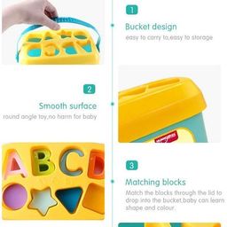 Royal Hub First Shape Sorting Blocks Educational Blocks Activity Toys 16 Building Collection ABCD Alphabets Game Cube to Kids Development Storage Bucket Counting Learning Toys, Multicolor, 16 Pcs image 5