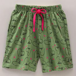 Grab It Knee Length Shorts Love Print Green (Drawstring Colour May Vary)-image-69