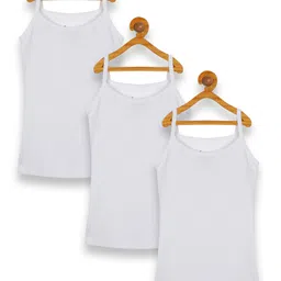 Kiddopanti Pack Of 3 Sleeveless Solid Slips - White-picture-26