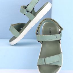 Pine Kids Solid Colored Velcro Closure Sandals - Green-image-10