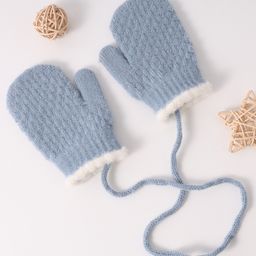 Babyhug Woollen Solid Colour Gloves - Blue-image-86