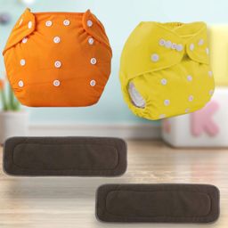 Sparkle Joy Washable & Reusable Cloth Diapers/Nappies Combo Pack of 2 Free size With 2 organic cotton Grey inserts - Yellow & Orange-17