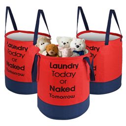 Kuber Industries Pack of 3 Foldable 45L Toys Organizer for Kids Room - Soft Toys Storage Bag/Basket/Container with Handles | Red & Blue-7