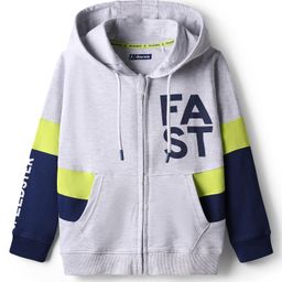 Pine Kids 100% Cotton Full Sleeves Cut & Sew Hooded Sweatjacket With Kangaroo Pockets - Grey-image-46