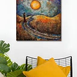 OLIVE TREE Blue And Orange Abstract Canvas Wall Art-image-42