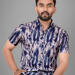 Metronaut Men Regular Fit Spread Collar Abstract Printed Elastane Casual Shirt-image-73