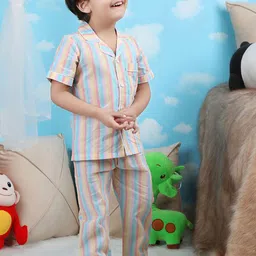 Polka Tots Boys Striped Pure Cotton Night suit-picture-28