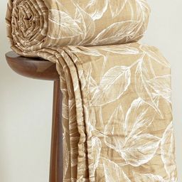 HOMEMONDE Gold-Toned & White Floral AC Room 210 GSM Single Bed Dohar-image-32