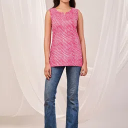 Futra Gabha Women Striped Sleeveless Cotton A-Line Top-image-25