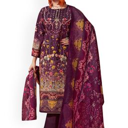 DRAVINAM Trends Floral Printed Pure Cotton Sequinned Unstitched Dress Material-picture-1