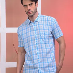 COBB Men Slim Fit Opaque Checked Casual Shirt-image-82