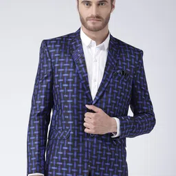Hangup Men Blue Self-Design Single-Breasted Party Blazer-picture-45